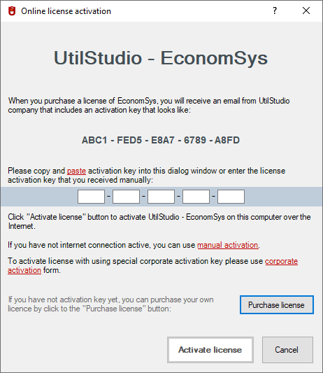 License activation in EconomSys software