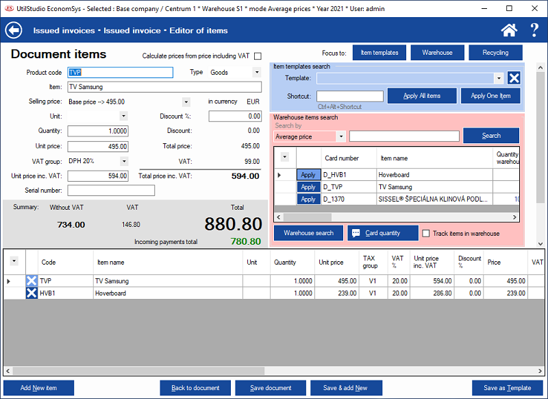 EconomSys screenshot